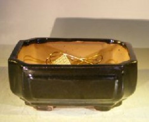 Black Ceramic Bonsai Pot - RectangleProfessional Series8.25" x 6.25" x