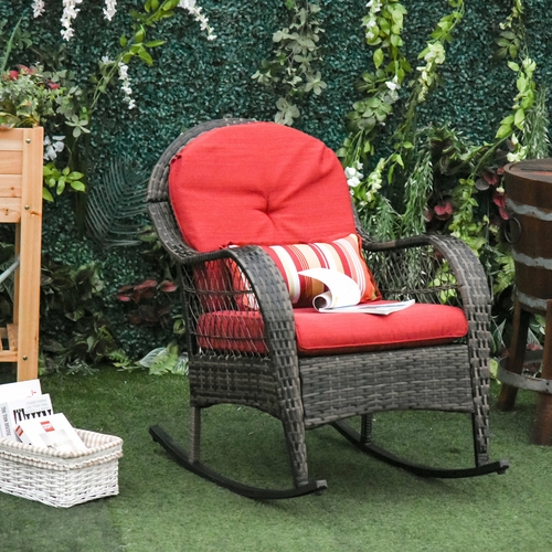 Outsunny PE Rattan Rocking Chair Garden Furniture Patio Relaxer