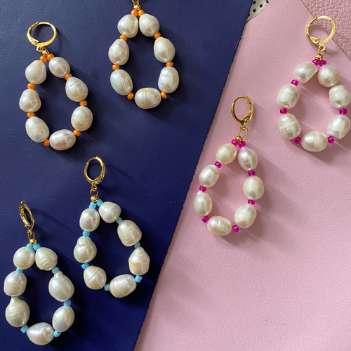 Colour Pop Pearl Hoop Earrings