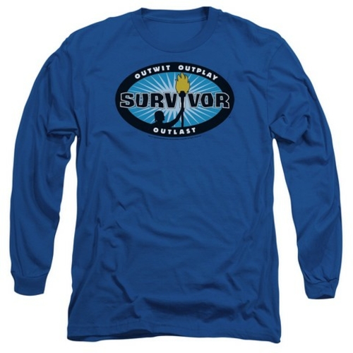 Trevco Survivor-Blue Burst - Long Sleeve Adult 18-1 Tee - Royal Blue- 