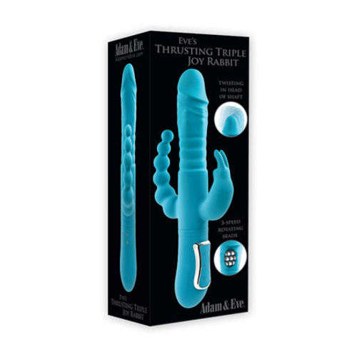 Adam & Eve Eve's Thrusting Triple Joy Rabbit Vibrator Teal