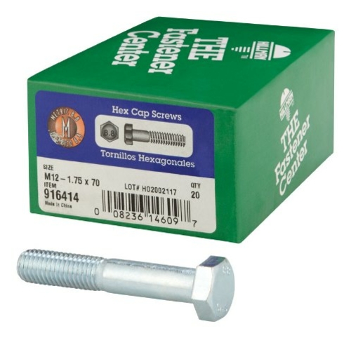 Hillman 916414 M12-1.75 x 70 mm Metric Fine Hex Cap Screws - Zinc Plat