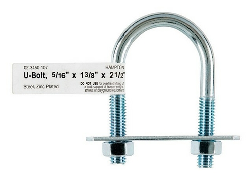Hampton 02-3450-107 0.31 x 1.38 x 2.5 in. U Bolt - pack of 10