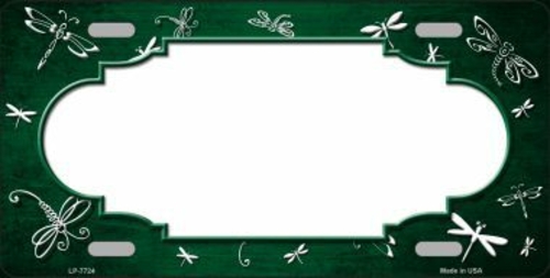 Smart Blonde LP-7724 Green White Dragonfly Scallop Print Oil Rubbed Me