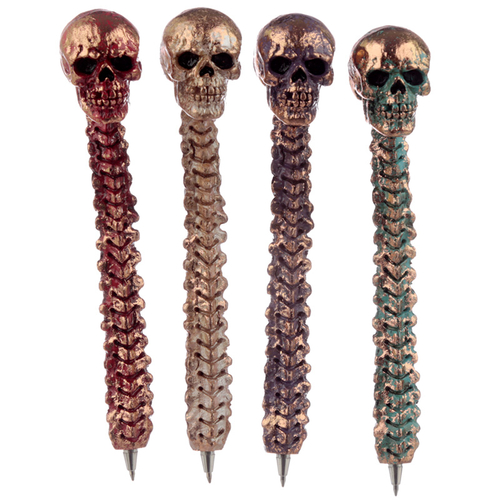 Fun Novelty Metallic Skull and Spine Pen
