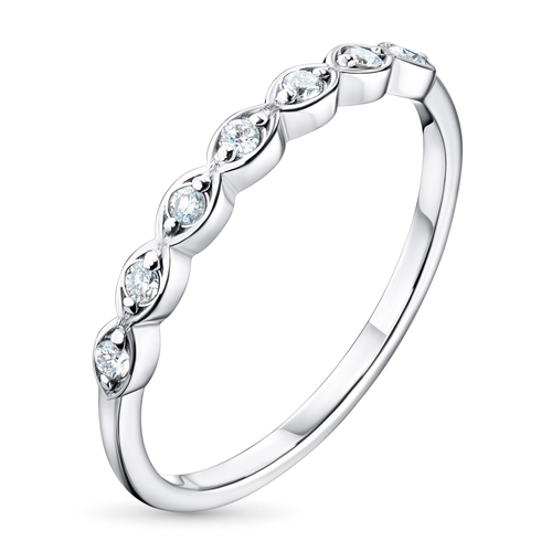 14K White Gold Ring with 7 Round-Cut Lab-Created Diamonds 0.054 CT.TW