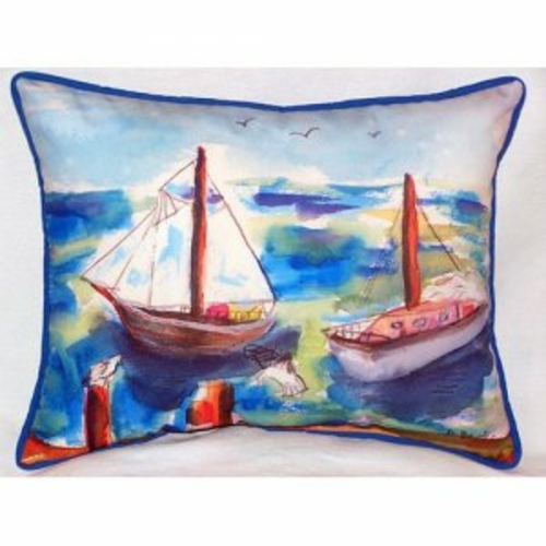 Betsy Drake ZP933 Two Sailboats Indoor & Outdoor Throw Pillow- 20 x 24