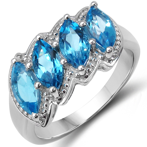 2.46 Carat Genuine Blue Topaz .925 Sterling Silver Ring