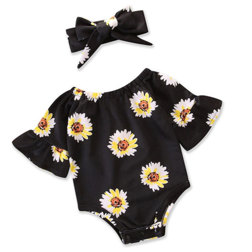 Newborn Infant Baby Girls Sunflower Short