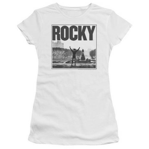 Mgm-Rocky-Top Of The Stairs Short Sleeve Junior Sheer Tee, White -