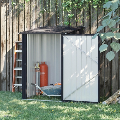 Outsunny 3.3' x 3.4' Lean-to Garden Storage Shed, Outdoor Galvanized