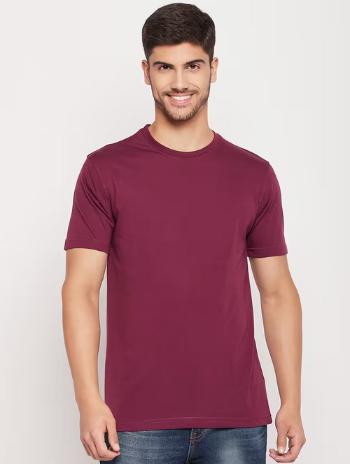 Men's round neck half sleeve tshirt  (Size-L) (Color-MAROON)