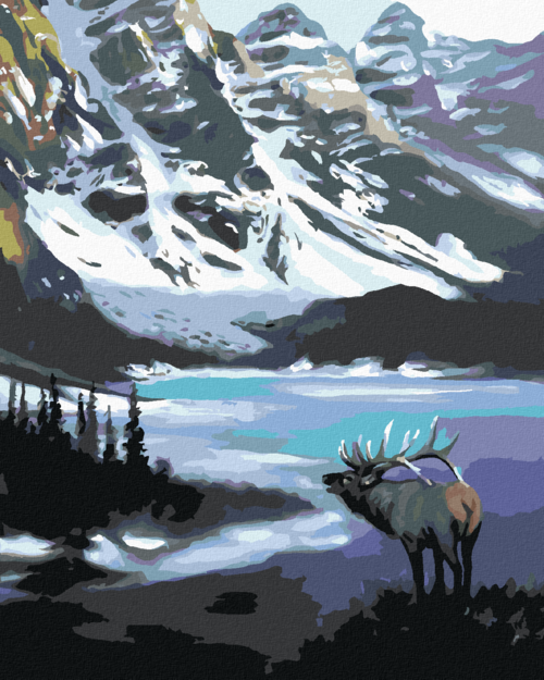 Zuty - Paint by Numbers - MOOSE IN THE MOUNTAINS DURING WINTER (D.