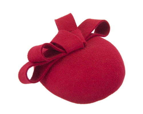 Red felt winter racing pillbox fascinator