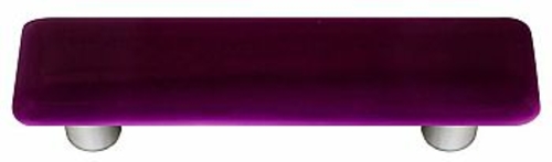 Hot Knobs HK1045-PA Violet Striker Rectangle Glass Cabinet Pull - Alum