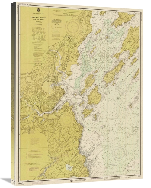 Global Gallery GCS-450543-30-142 30 in. Nautical Chart - Portland Harb