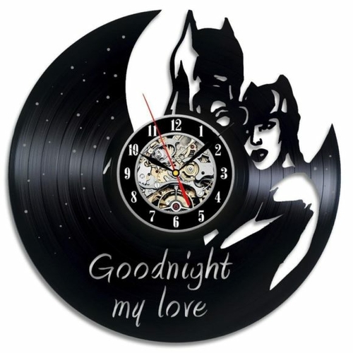 BATMAN AND CATWOMAN GOODNIGHT MY LOVE VINYL RECORD WALL CLOCK