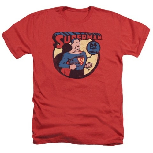 Trevco Dc-Superman 64 - Adult Heather Tee - Red- 2X