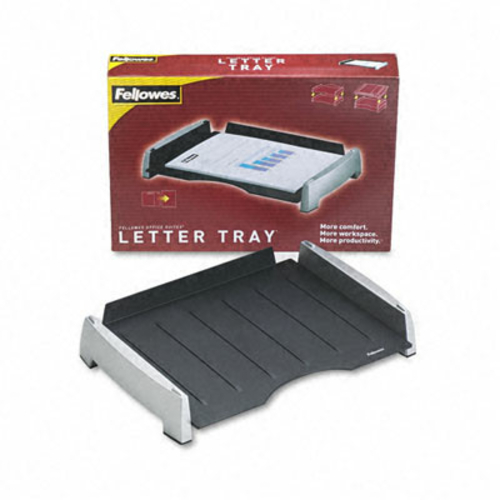 Fellowes 8031701 Side Load Letter Desk Tray  Plastic  Black/Silver