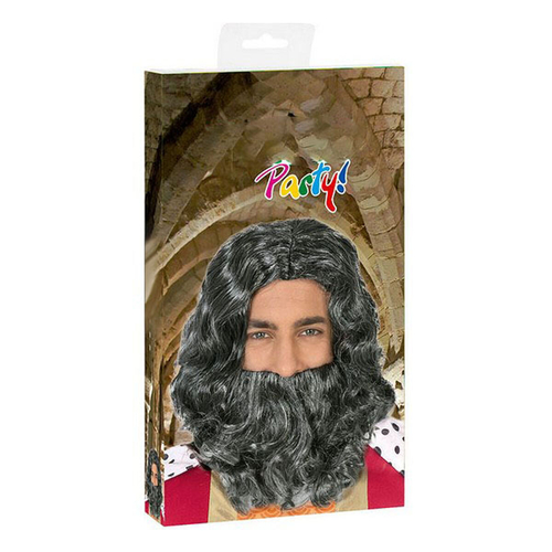 Wig with Beard C/C. PELUCA REY MAGO GRIS 43697 Grey Wizard King