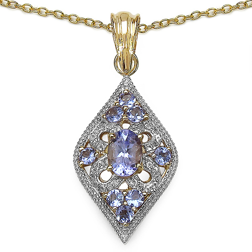 14K Yellow Gold Plated 1.42 Carat Genuine Tanzanite & White Topaz .925