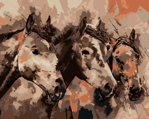 Paint by Numbers - PAINTED HORSES IN BROWN