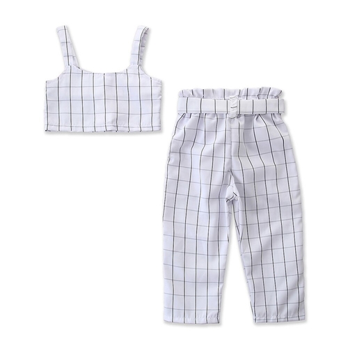 Toddler Baby Girls Casual Tops+Pants Summer plaid
