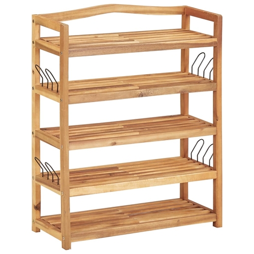 5-Tier Shoe Rack 25.1"x10.2"x31.4" Solid Acacia Wood