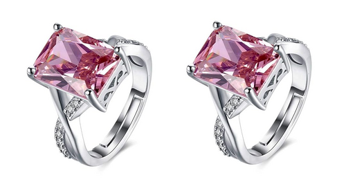 Galaxy Stylish Crystal Silver Plated Sparkling Rings Pack of 2