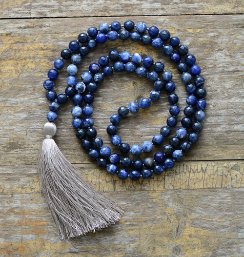 Meditation Necklace 8MM Natural Faceted Sodalite