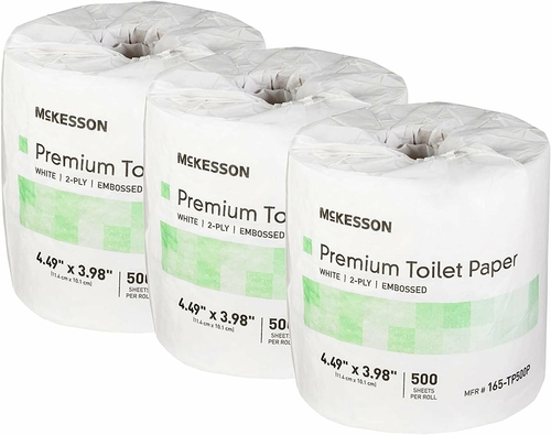 McKesson Toilet Paper Roll. Pack of 80 Tissue Paper 4" x 4.5" White