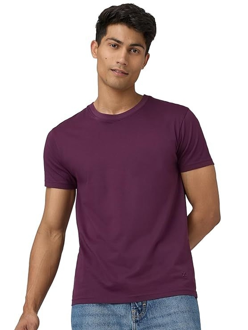 Mens Cotton Solid Regular Fit Round Neck Half Sleeves T-Shirt