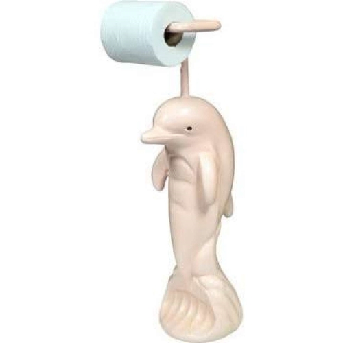 Hickory Manor Home HM9825PPP Dolphin Toilet Paper Holder, Powder P