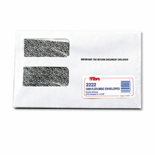 Tops 2222 Double Window Tax Form Envelope for 1099 Misc/R Forms  9x5-5