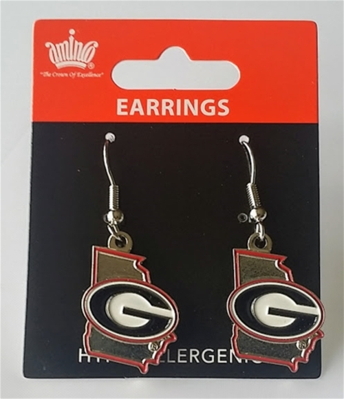 Georgia Bulldogs Earrings State Design