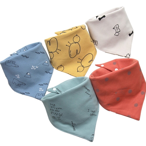 5Pcs Baby Bibs Double Cotton Cartoon Pattern