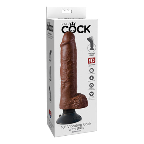 Pipedream King Cock 10 in. Vibrating Cock With Balls Poseable Suction