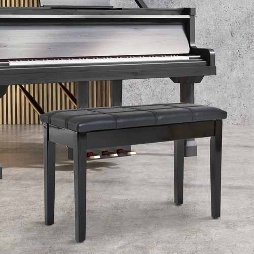 HOMCOM Two Person Duet Piano Storage Bench Birchwood Black