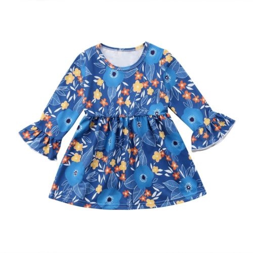 Toddler Kids Baby Kid Girls Horn Sleeve Floral