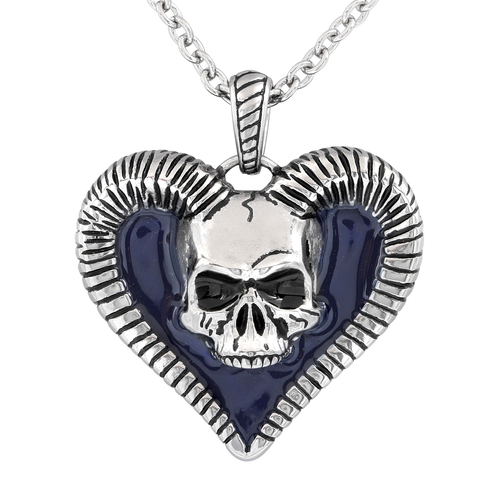 Horned Skull Heart Necklace 
