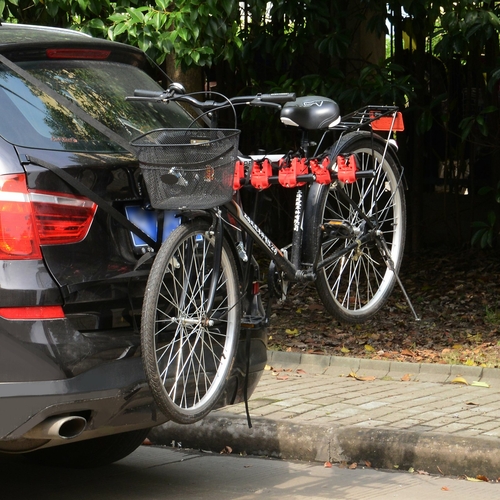 HOMCOM Deluxe 3 Bike Trunk Mount Rack Foldable Universal Bicycle