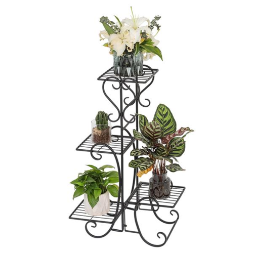 4 Tier Metal Flower Plant Stand Display Shelf for Home Garden