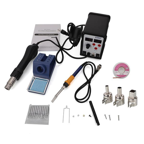Hot Air Gun Digital Display Adjustable 2 in 1 Soldering Station