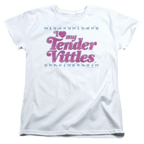 Trevco Tender Vittles-Love Short Sleeve Womens Tee- White - Small