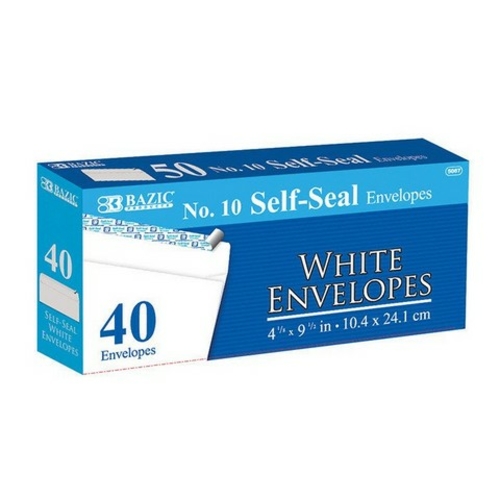 Bazic 5067  #10 Self-Seal White Envelope (40/Pack) Case of 24