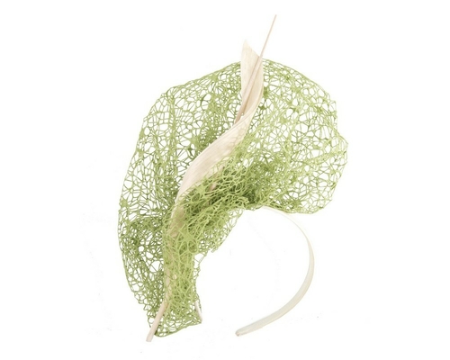 Bespoke green & cream lace fascinator