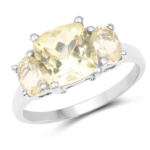 2.68 Carat Genuine Lemon Quartz .925 Sterling Silver Ring