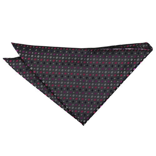 Bohemian Geometric Handkerchief - Black with Pink and Silver