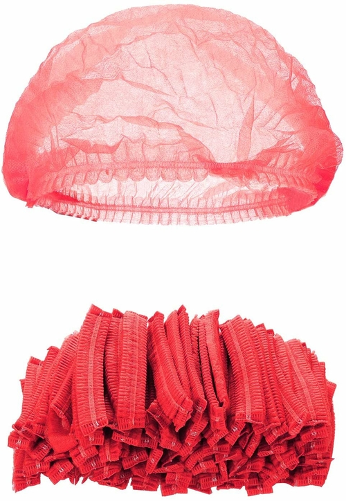 Pack of 100 Red Mob Caps 21” Hair Caps with Elastic Stretch Band