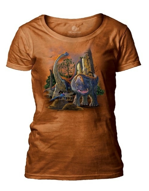 The Mountain 2765942 Tan Curious Ladies Scoop Neck T-Shirt - Large